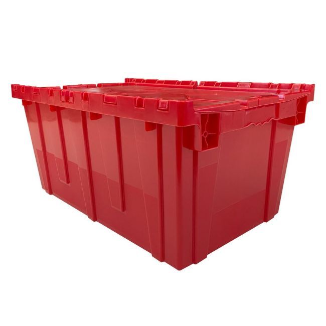 UOFFICE Storage Packing Plastic Crates in vibrant red are durable and versatile.
