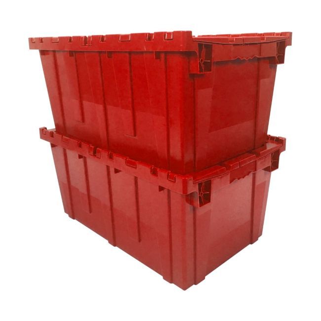 UOFFICE Storage Packing Plastic Crates in vibrant red are made with durable, high-quality plastic.
