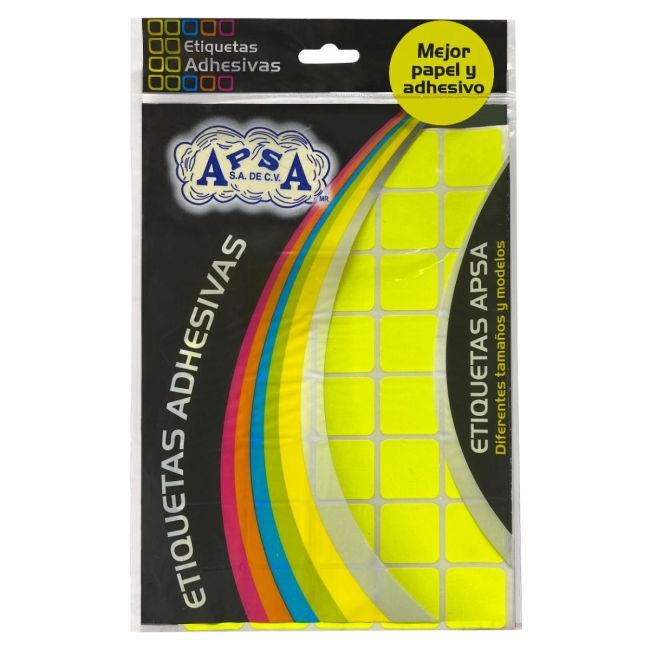 Square Adhesive Labels, 25mm x 25mm, Yellow