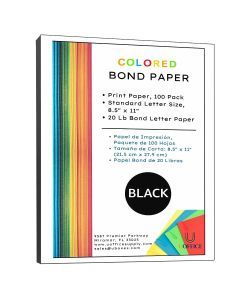 Colored Bond Paper Bundle 8.5" x 11", 20lbs, 100 Pages, Black
