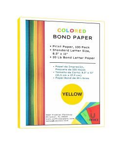 Colored Bond Paper Bundle 8.5" x 11", 20lbs, 100 Pages, Yellow